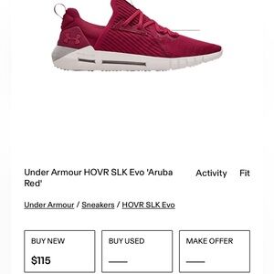 Under Armour Red Color Athletic Shoes